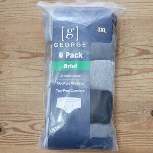 Men's George 6 Pack Briefs Underwear Cotton Tag Free Wicking Antimicrobial 3XL